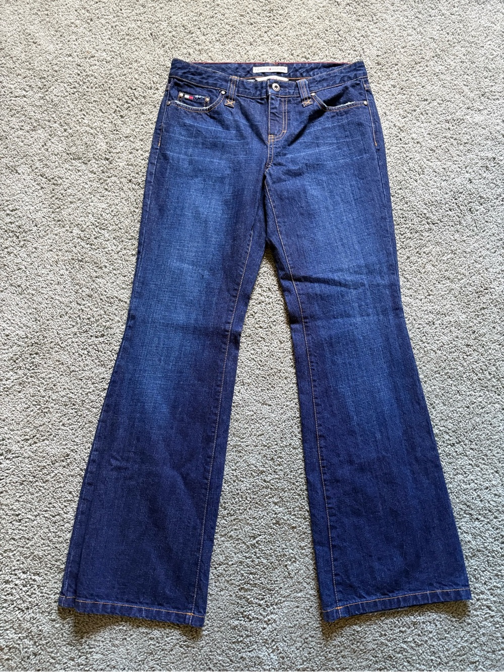 Tommy Hilfiger Low Rise Flare Jeans Womens Size 8 90s Y2K Lightly Distressed